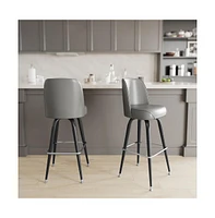 Emma+Oliver 2 Pack Metal Barstool With Swivel Bucket Seat