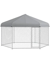 PawHut 13.4' x 11.5' x 8.8' Dog Kennel Outdoor W/ Waterproof Roof