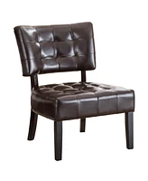 Simplie Fun Furniture Blended Leather Tufted Accent Chair with Oversized Seating, Brown