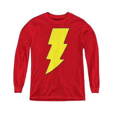 Dc Comics Boys Youth Shazam Logo Long Sleeve Sweatshirts