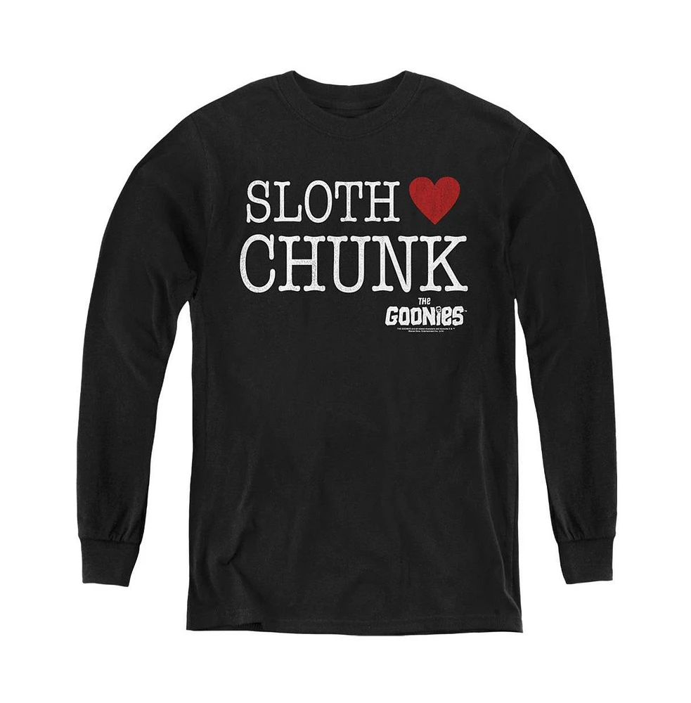 The Goonies Boys Youth Sloth Heart Chunk Long Sleeve Sweatshirt