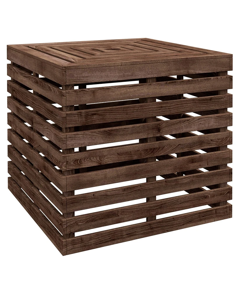 Outsunny Outdoor Storage Box for Umbrella Base, Wooden Coffee End Table