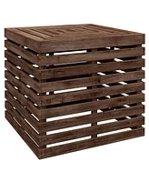 Outsunny Outdoor Storage Box for Umbrella Base, Wooden Coffee End Table