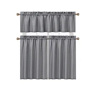 Caromio 3Pc Waffle Weave Rod Pocket Kitchen Curtain Tier and Valance Set