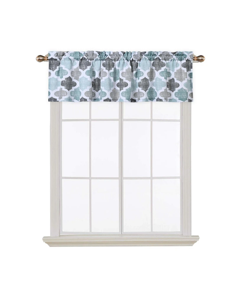 Caromio Quatrefoil Printed Cotton Blend Kitchen Valance Curtain, 56"x 15"