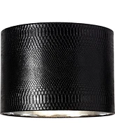 Springcrest Reptile Print Medium Drum Lamp Shade with Silver Lining 15" Top x 15" Bottom x 11" Slant (Spider) Replacement with Harp and Finial