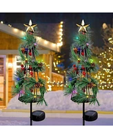 Maggift 2-Pack Christmas Solar Stake Lights Garden Decor