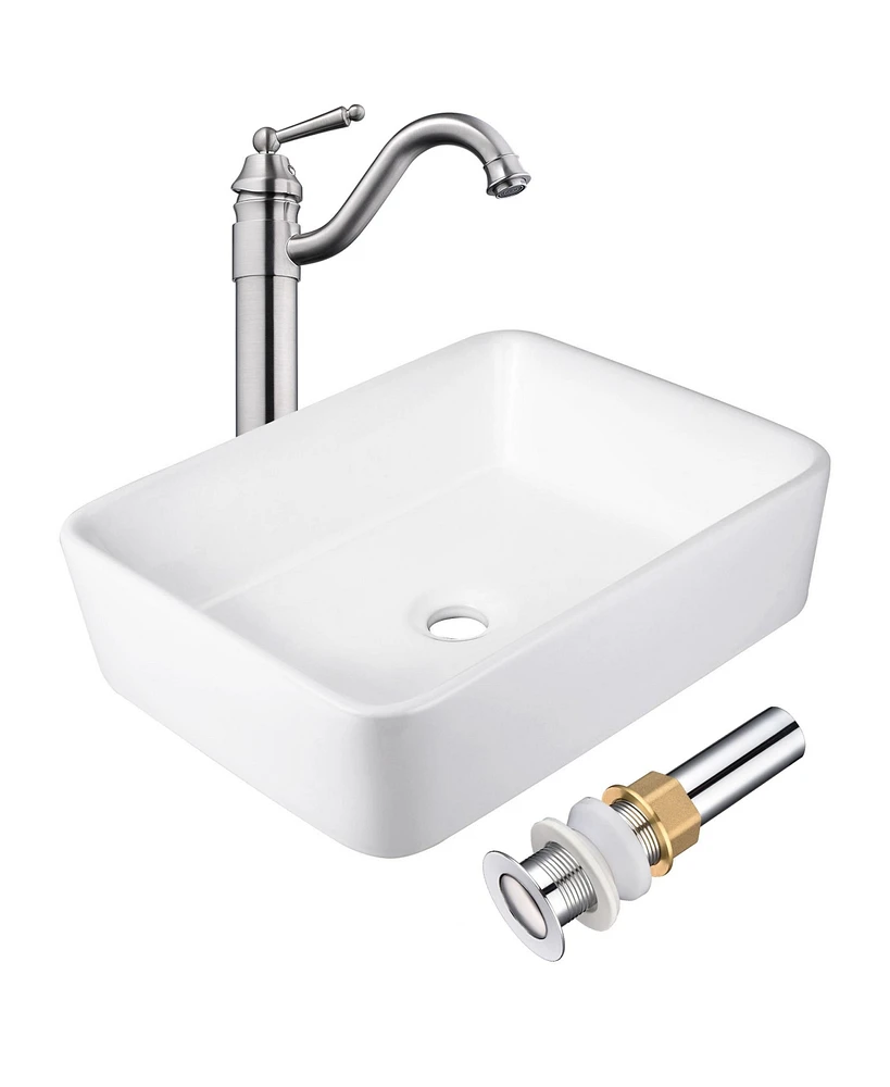 Yescom Aquaterior 19"x15"x5" Ceramic Above Counter Sink with Single-hole Faucet Bathroom Toilet