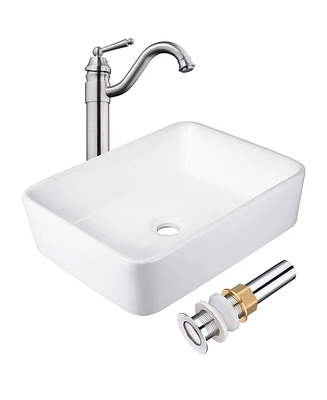 Yescom Aquaterior 19"x15"x5" Ceramic Above Counter Sink with Single-hole Faucet Bathroom Toilet