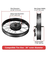 Yescom Electric Bicycle Conversion Kit 26" Front Wheel Hub Motor 48V 1500W E-bike Conversion Kit W/ Lcd Display