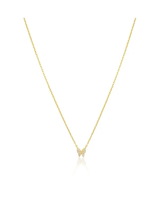 Etoielle Yellow Gold Tone Cz Dainty Butterfly Necklace