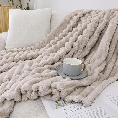 Kate Aurora Modern Lux Ultra Soft & Plush Ribbed Accent Throw Blanket - 50 in. W x 60 L Navy