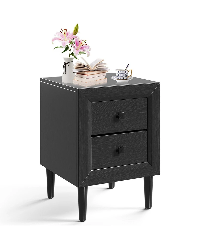 Sugift Multipurpose Retro Bedside Nightstand with 2 Drawers