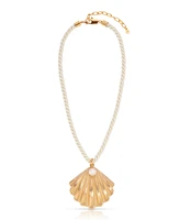 Ettika Silk Cord Scallop Shell Pendant Necklace