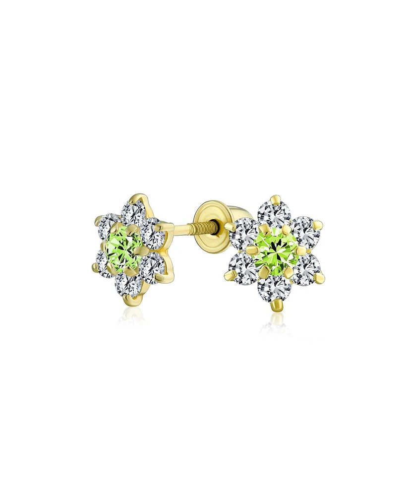 Bling Jewelry Tiny Cubic Zirconia Cz Flower Stud Earrings 14K Real Gold Screw back