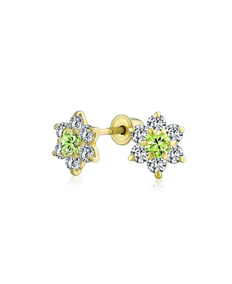 Bling Jewelry Tiny Cubic Zirconia Cz Flower Stud Earrings 14K Real Gold Screw back