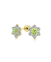 Bling Jewelry Tiny Cubic Zirconia Cz Flower Stud Earrings 14K Real Gold Screw back