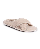 Muk Luks Women's Ada Crossband Slipper, Honey Wheat, Small