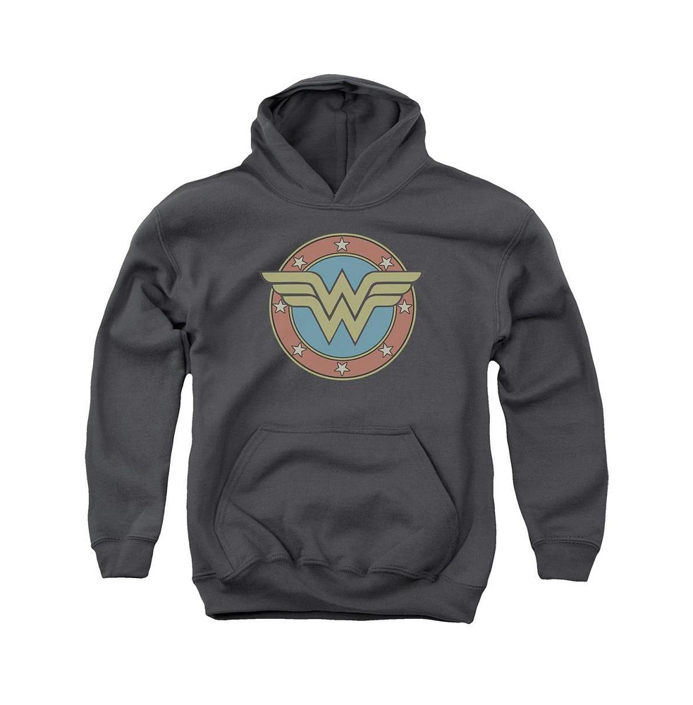 Dc Comics Boys Youth Wonder Woman Vintage Emblem Pull Over Hoodie / Hooded Sweatshirt