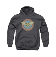 Dc Comics Boys Youth Wonder Woman Vintage Emblem Pull Over Hoodie / Hooded Sweatshirt