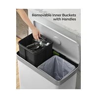 Slickblue 16 Gallon(2 X 8 Gallon) Dual Compartment Garbage Trash Can