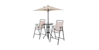 Slickblue 4 Pieces Outdoor Bar Set with Umbrella-Beige