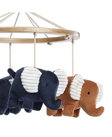 Lambs & Ivy Playful Elephant Blue/White Musical Baby Crib Mobile Soother Toy