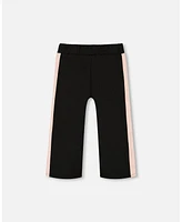 Deux par Toddler Girls Cropped Wide Leg Pant With Contrast Band Black - Toddler|Child