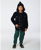 Deux par Big Boys Sherpa Overshirt With Pocket Black