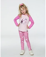 Deux par Deux Toddler Girls Baseball Top With Print Unicorn - Toddler|Child