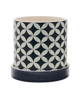 Slickblue Geometric Pattern Planter With Plate (Set of 2)