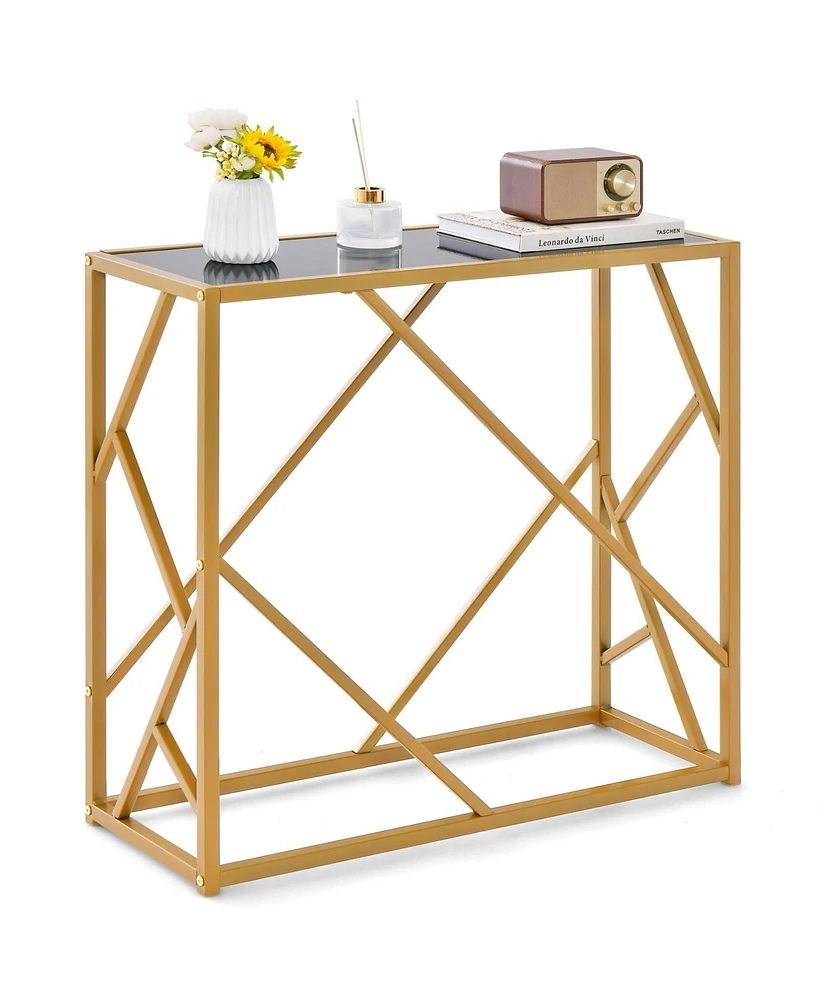 Slickblue 31.5 Inch Golden Heavy-duty Metal Frame Entryway Table with Foot Pads