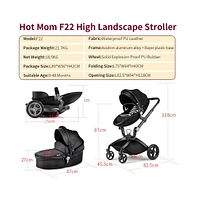 Hotmom Boys Baby Stroller: Height-Adjustable Seat and Reclining Baby Carriage with Four