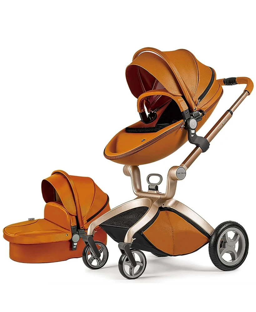 Hotmom Boys Baby Stroller: Height-Adjustable Seat and Reclining Baby Carriage with Four-Wheel Shock Absorption, Bidirectional, Elevated View, Stylish