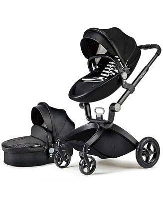 Hotmom Boys Baby Stroller: Height-Adjustable Seat and Reclining Carriage with Four-Wheel Shock Absorption, Bidirectional, Elevated View, Stylish