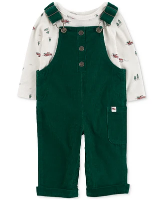 Carter's Baby Boys Holiday Thermal T-Shirt & Corduroy Overalls, 2-Piece Set