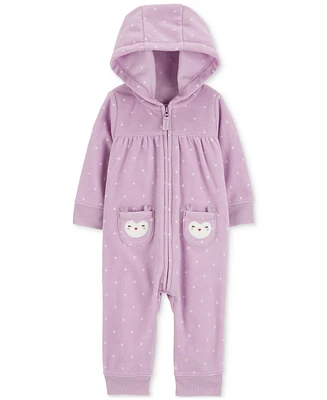 Carter's Baby Girl Hooded Animal Face Jumpsuit