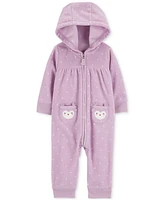 Carter's Baby Girl Hooded Animal Face Jumpsuit