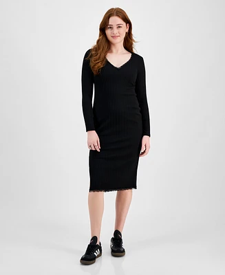 Planet Heart Juniors' Rib-Knit Long Sleeve Midi Dress