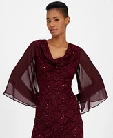 Connected Women's Sequin-Lace Ruffle-Sleeve Dress