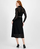 Anne Klein Women's Lace Long-Sleeve Mock Neck Dress