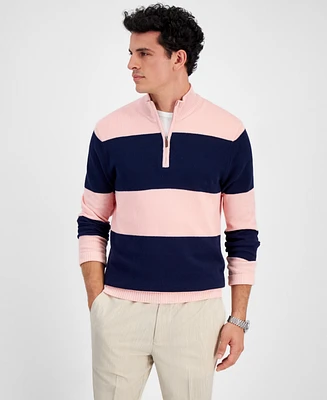 Club Room Men's Bold Stripe Quarter-Zip Sweater, Created for Macy's