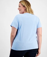 Holiday Lane Plus Sailboat Spirit Short-Sleeve Top, Created for Macy's