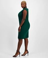 Kasper Plus Notched-Neck Sleeveless Sheath Dress