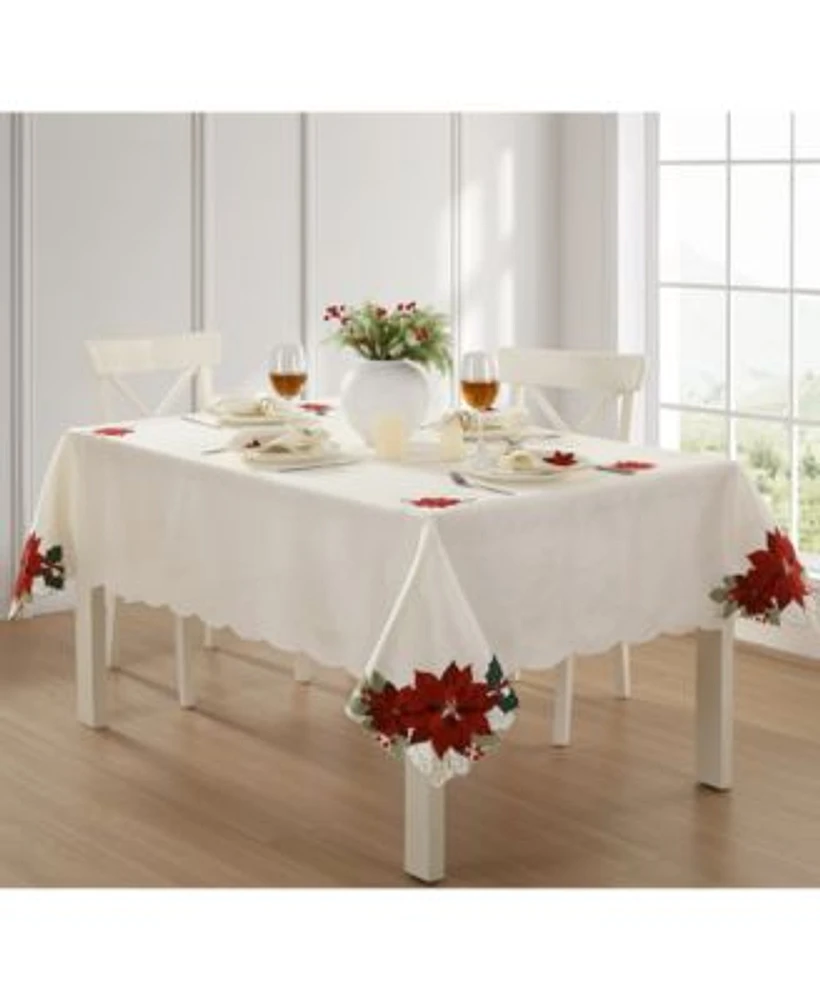 Elrene Poinsettia Season Fabric Table Linens Collection