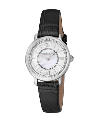 Roberto Cavalli Women's Quartz Black Leather Watch 30mm