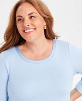 Jm Collection Plus Satin-Trim Top, Created for Macy's