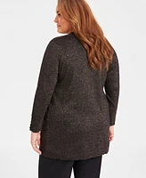 Jm Collection Plus Metallic Open-Front Cardigan, Created for Macy's