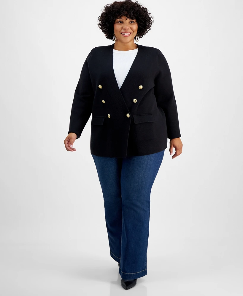 I.n.c. International Concepts Plus Size Double-Breasted Jersey Blazer, Created for Macy's