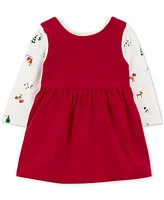 Carter's Baby Girls Cotton Holiday Printed Bodysuit, Dress & Headband, 3 Piece Set